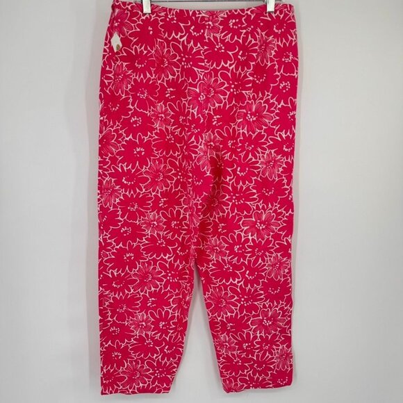 Talbots Women’s Size 16 Pink Floral Print Cotton Pants ankle new - Picture 11 of 13